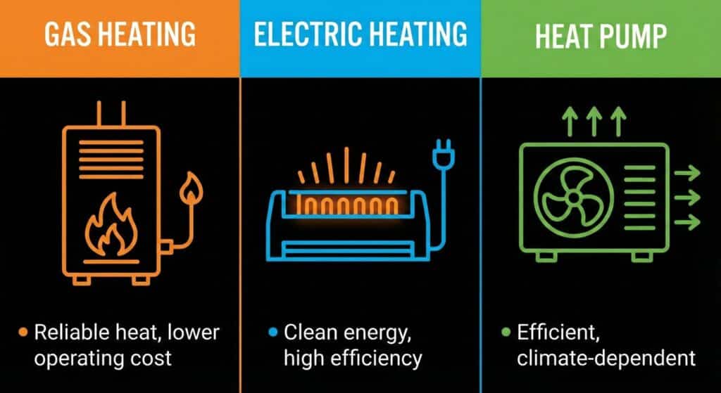 the benefits of gas heating vs electric heating vs a heat up